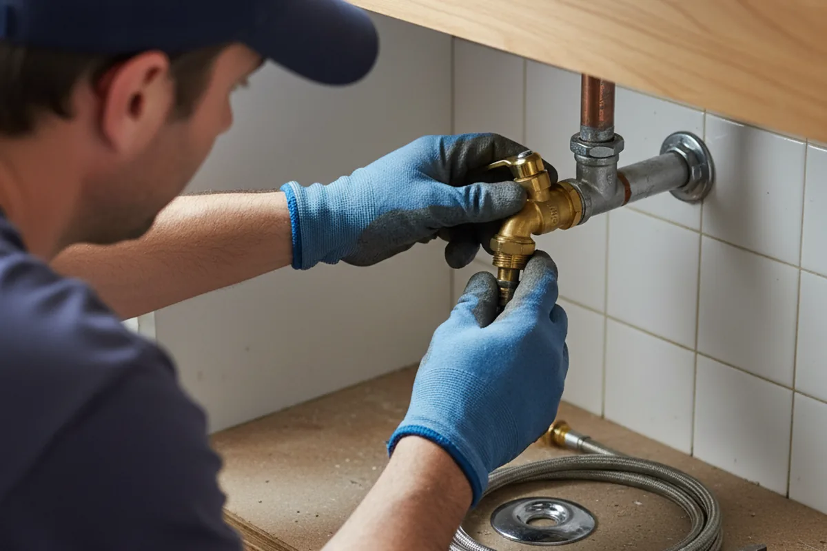 Shutoff valve and fitting work during Burst Pipe Repair in Rome